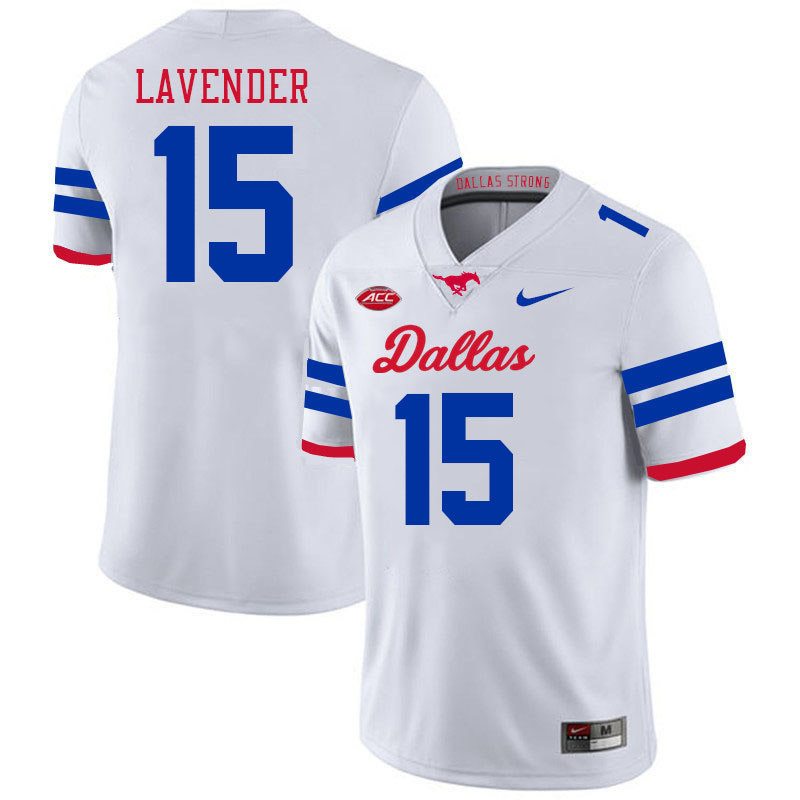 SMU Mustangs #15 Jaxson Lavender College Football Jerseys Stitched Sale-Alternate White